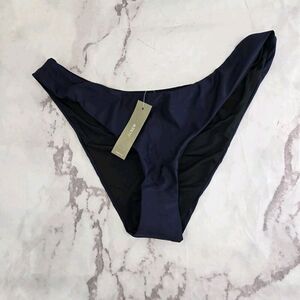 J Crew Swim Bottom Blue Curved Waist Bikini High Cut Cheeky Mid Navy